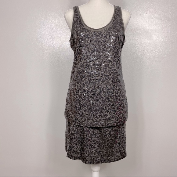 Garnet Hill sequined top and matching sequined skirt set in mocha - Picture 2 of 16